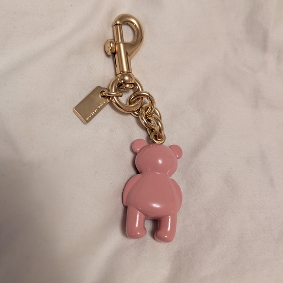 Pink Bear Keychain with Gold Hardware - Picture 2 of 2